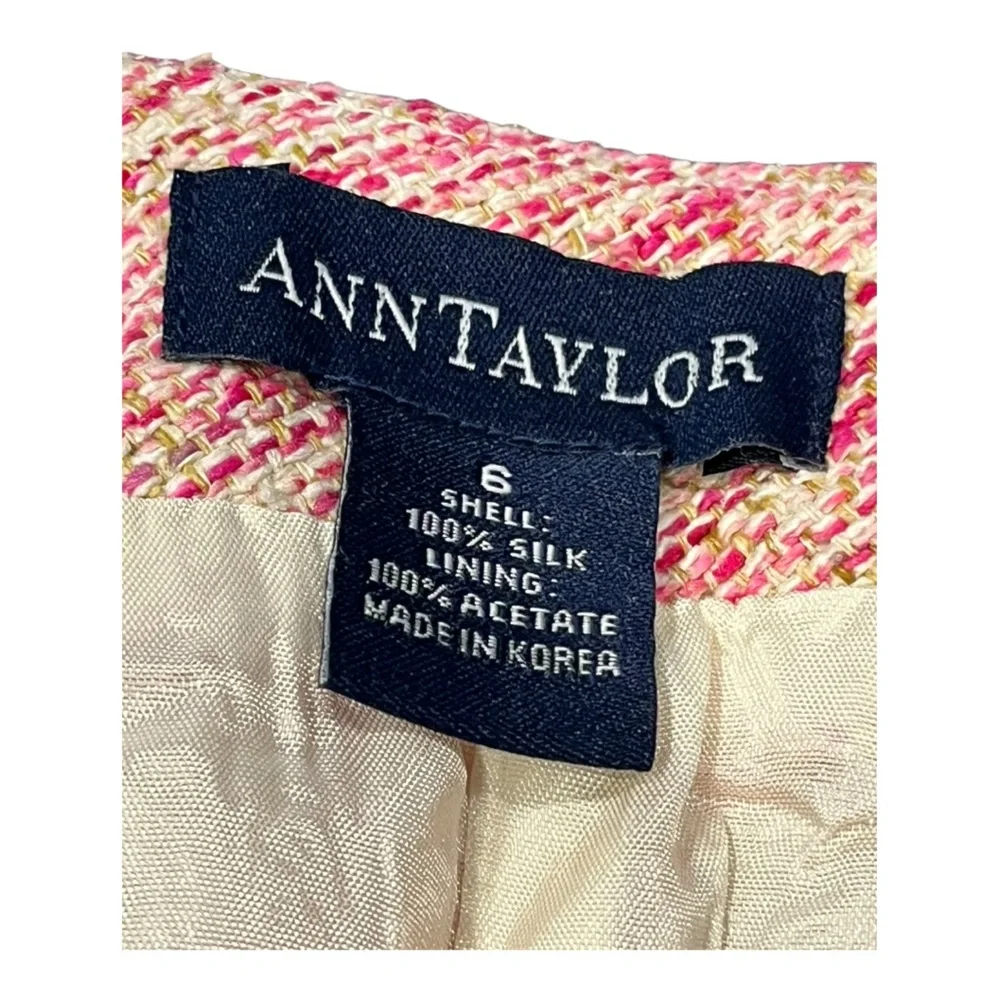 Ann Taylor  Tweed Skirt Size 6 Pink Red‎ White Side Zip